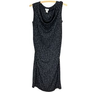 Women's Charcoal Grey Black Motherhood Maternity Ruched Stretch Dress - Medium